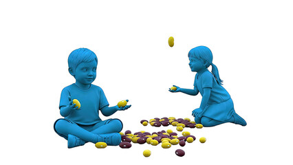 Children playing with jelly beans