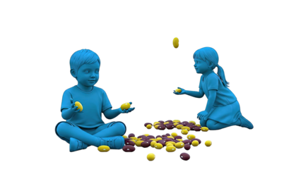 Children playing with jelly beans