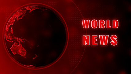 A vibrant red digital representation of planet Earth rotates against a dark background with the words WORLDNEWS illuminated in neon red text, conveying urgency and importance in global news