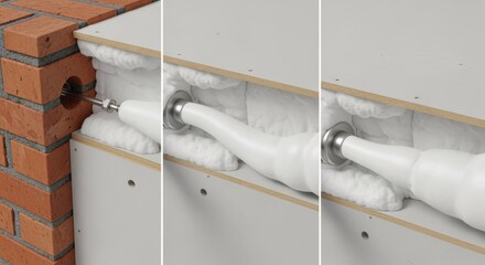 Animated sequence illustrating how injected insulation forms a continuous barrier inside doublewall cavity for enhanced home comfort.
