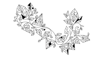 Elegant floral design with geometric diamond accents for sophisticated invitations and cards, perfect for adding a touch of modern flair and beauty