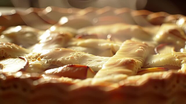 Delicious Apple Pie - A Close-Up View of a Golden-Brown Baked Dessert.