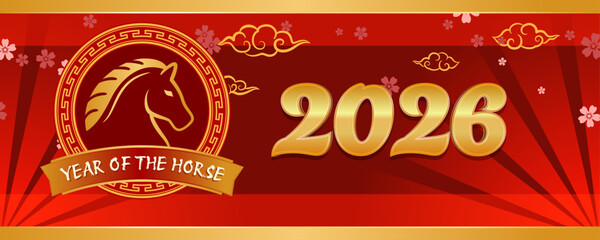 2026 Year of the Horse Chinese New Year festive banner