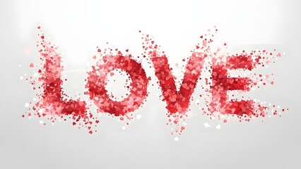 Pixelated love art with red hearts on white background