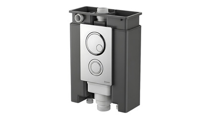 Modern concealed cistern with dual flush buttons and sleek design for efficient water management systems in bathroom plumbing installations on transparent background