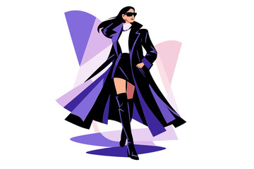 Runway Winter Style. Runway-Inspired Winter Look. A model posing like on a runway, long coat emphasized by