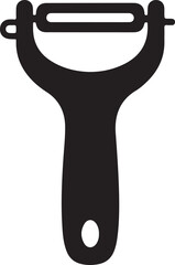 Black silhouette of a vegetable peeler isolated on white background