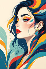 Woman with Colorful Abstract Hair and Makeup portrait