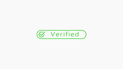 A green checkmark and the word Verified in green text are displayed inside a white rounded rectangle outline against a plain white background, signifying authentication or confirmation of accuracy