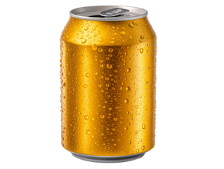 Golden Drink Can A close-up shot of a vibrant, golden drink can, glistening with condensation, evokes refreshment.