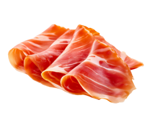 Savory Sliced Ham Capturing the exquisite texture and vibrant color of thinly sliced ham, inviting a culinary experience.