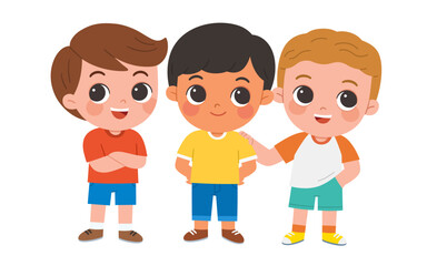 Diverse group of happy children standing together, smiling and holding hands, showing friendship, inclusion, and teamwork in a playful school community.