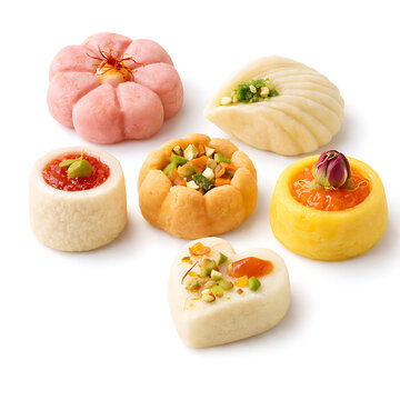 Rare Sandesh artisan sweets, Bengali milk dessert, white background