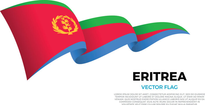 Flag of Eritrea. Eritrean and African Culture. Shining flag with realistic shadows waving in three layers. The elegant curves and realistic shading create a sense of motion