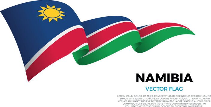 Flag of Namibia. Namibian and South African Culture. Shining flag with realistic shadows waving in three layers. The elegant curves and realistic shading create a sense of motion