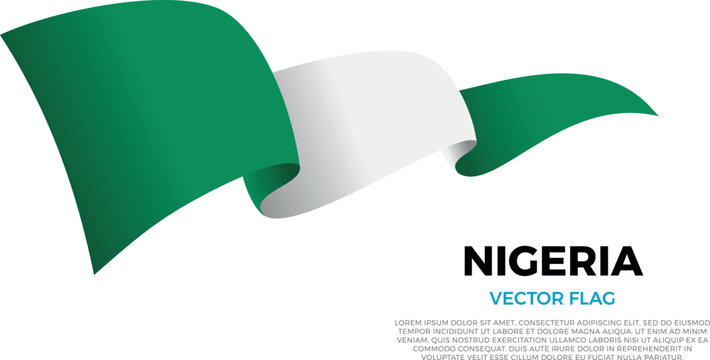 Flag of Nigeria. Nigerian and African Culture. Shining flag with realistic shadows waving in three layers. The elegant curves and realistic shading create a sense of motion