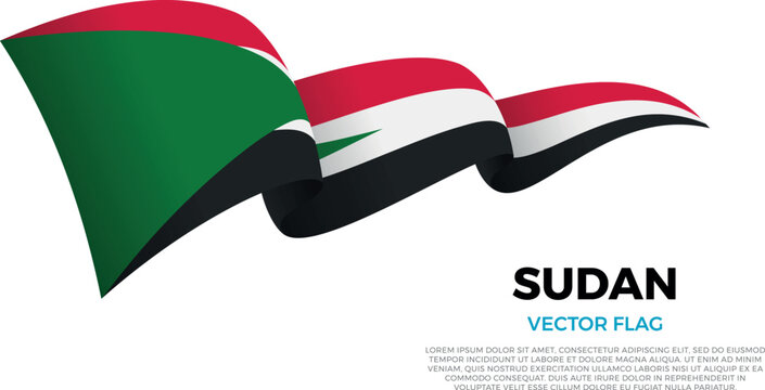 Flag of Sudan. Sudanes and African Culture. Shining flag with realistic shadows waving in three layers. The elegant curves and realistic shading create a sense of motion