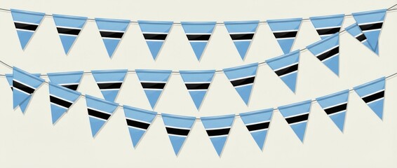 botswana triangular flag bunting garland graphic design set featuring elegant pennant banners in national flag colors