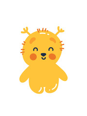 adorable joyful yellow bear isolated on white background