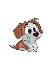 playful cheerful puppy cartoon on clean white