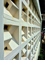 Modern Pattern of White Breeze Blocks Architectural Detail