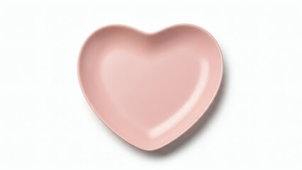 Minimal Studio Photograph of a Single Heart-Shaped Ceramic Plate in Soft Blush Pink, Matte Finish, Isolated on Pure White Background