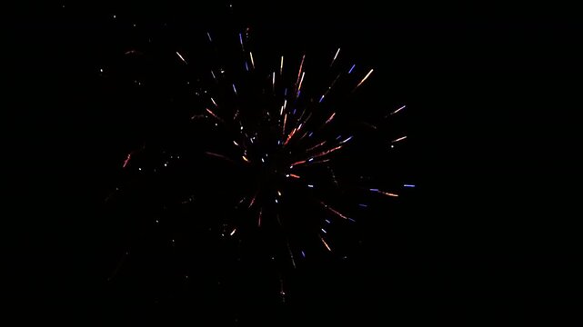 Single Fireworks Overlay at Night on Black Background, screen blend
