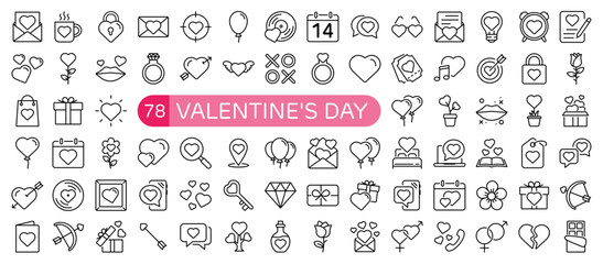Love and Valentine Essentials Icon Set Outline Style