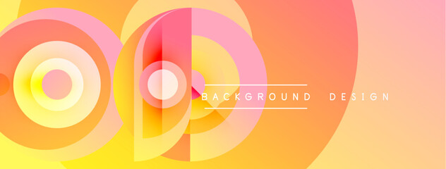 Fototapeta premium Abstract colorful design features overlapping circles, gradients. Warm tones dominate composition, creating modern visual effect.