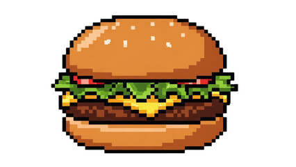Pixel Art Hamburger Isolated