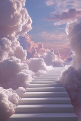 Stairway to heaven ethereal clouds and sky