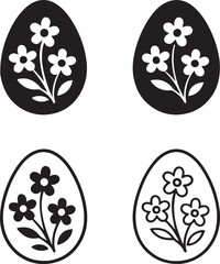 Isolated floral easter egg icon, floral easter egg decorative symbol, floral easter egg spring holiday celebration design, easter festival vector branding illustration