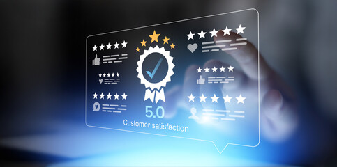 Customer Experience Evaluation Interface Showing High Rating And Positive Feedback.