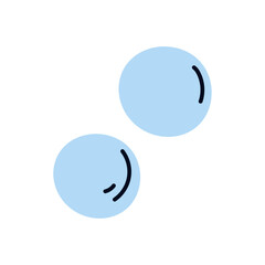 Frozen ice balls, orbs in round circle shape. Cold cool water drops, clear crystal spheres. Freeze chill droplets, icy fresh aqua waterdrops. Flat vector illustration isolated on white background