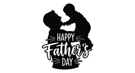 Fototapeta premium A loving father lifts his child in a joyful happy father s day illustration
