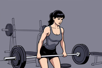 Strong Woman Lifting Dumbbells