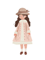full body illustration of cute doll