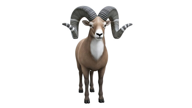 Ram with large curved horns