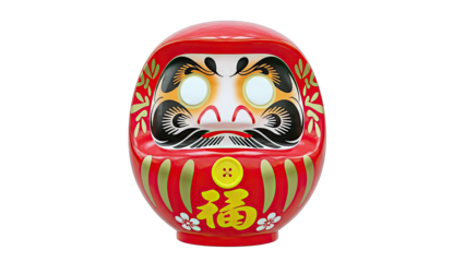 Red Daruma Doll with Japanese Kanji