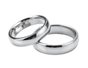 A pair of silver rings placed together on a clean surface,white background