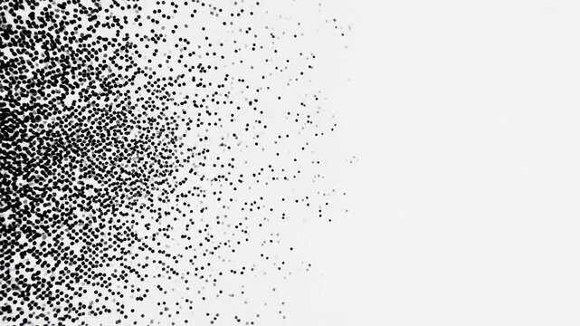 Abstract organic particle flow dissolving background motion