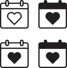 Isolated love calendar date icon, love calendar valentine date symbol, romantic special day reminder wedding anniversary design, valentine engagement vector branding illustration