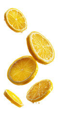 Sliced lemons in motion isolated on a transparent background 1