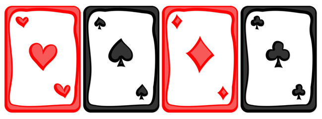 A set of stylized playing cards.
