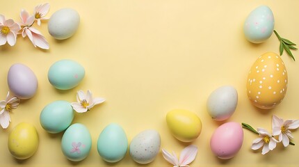 Colorful Easter Eggs on a Pastel Background