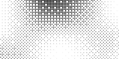 Abstract black and white halftone background featuring a dynamic pattern of dotted gradients. The varying dot sizes create a smooth transition and modern texture,