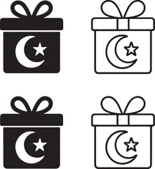 Isolated ramadan gift box icon, Ramadan gift box Islamic celebration, festive Ramadan present vector, Islamic holiday minimal illustration, Muslim gift branding, Ramadan charity design