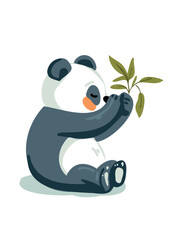 happy playful panda surrounded by bamboo vector