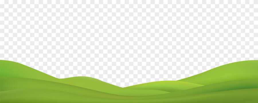 Green spring landscape,rolling hills on transparent background.3d realistic cartoon mountains layer for Summer element,eco friendly,nature scene,kid project,game background,environmental awareness 