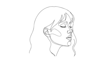 Continuous one line art vector illustration of a woman face closed eyes sketch drawing elegance